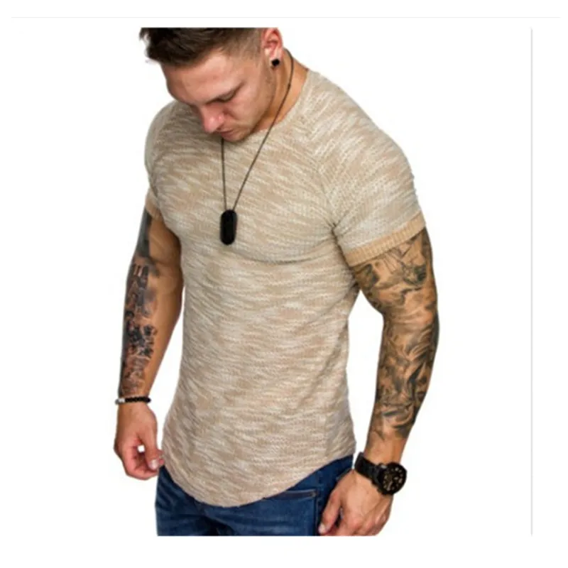 Весна/Лето 2019 новый шаблон круглый вырез горловины плотная короткий рукав для