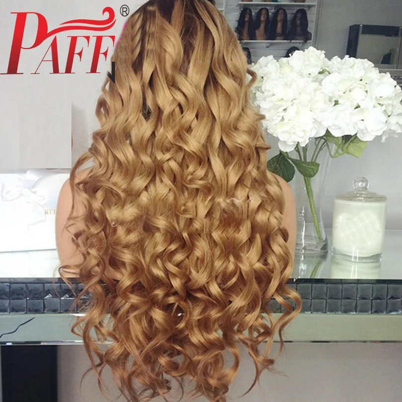 PAFF 180% Density Full Lace Wigs HUman Hair Brown Color Remy Brazilian Wig Water Wave Pre Plucked With Baby | Шиньоны и парики