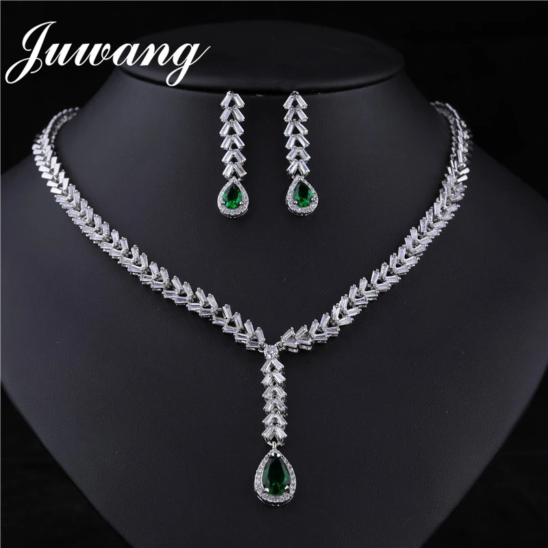 Ювелирные наборы из циркона JUWANG свадебные комплекты роскошных ювелирных изделий