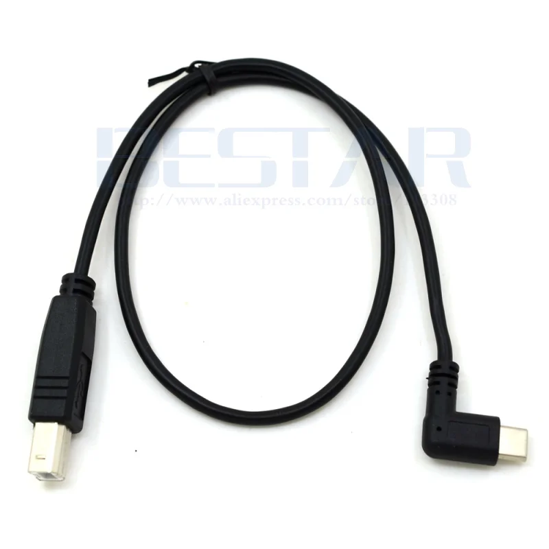 Правый угол USB-C USB 3 1 Type C разъем для 2 0 B Тип Мужской BM кабель передачи данных 50 см