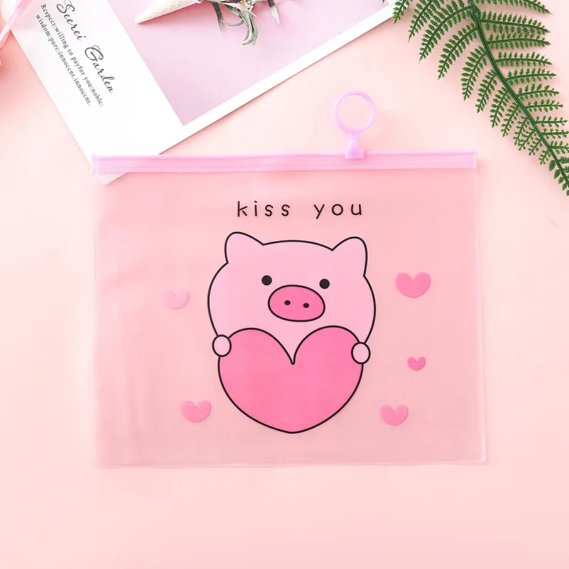 Love pig Папка маленькая свежая прозрачная матовая розовая свинка для хранения прозрачный пенал сумка для файлов из ПВХ Студенческая сумка для канцелярских принадлежностей пенал - Цвет: Love pig