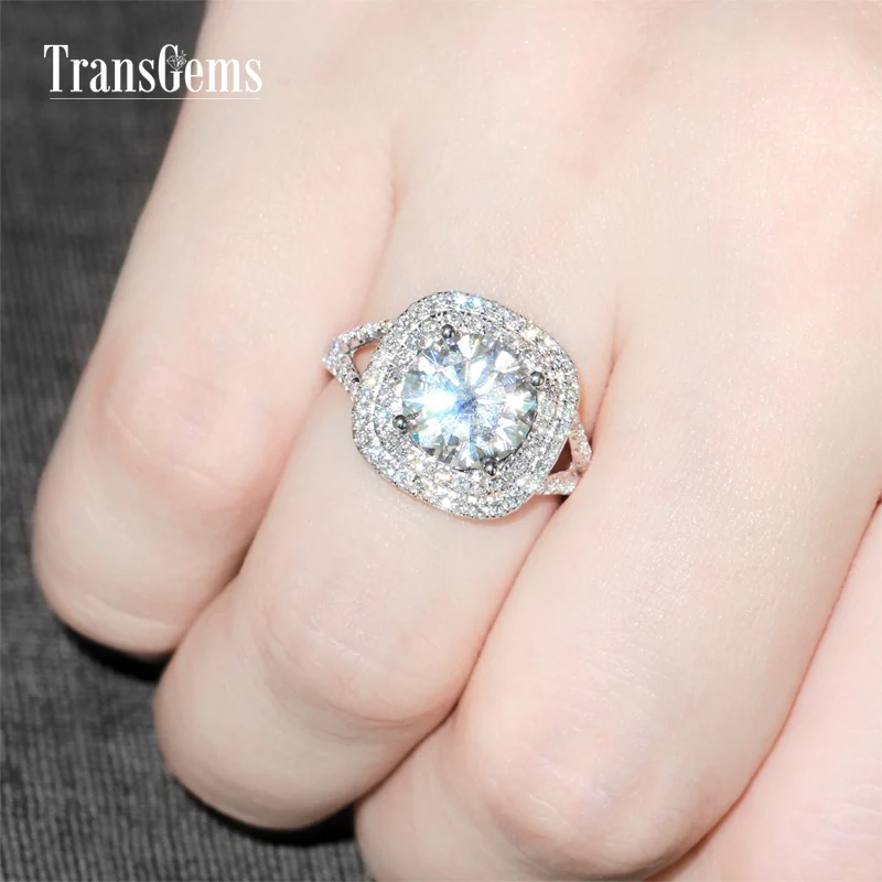 Женское Обручальное кольцо с муассанитом диаметром 9 мм 3 карата|ring band|ring whitering gold