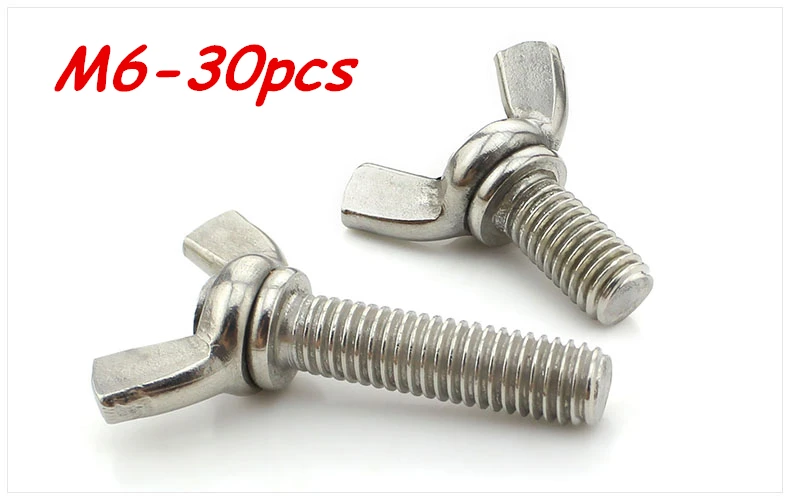 

M6*10/12/16/20/25/30/35/40/45/50/55mm Stainless Steel Butterfly bolt Wing screw Claw bolt 30pcs Free Shipping