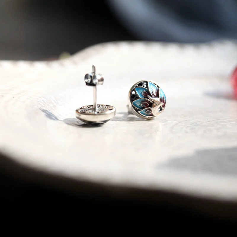 Real 925 Sterling Silver Stud Earrings for Women Elegant Handmade Circle Fashion Luxury Jewelry Christmas Gift | Украшения и