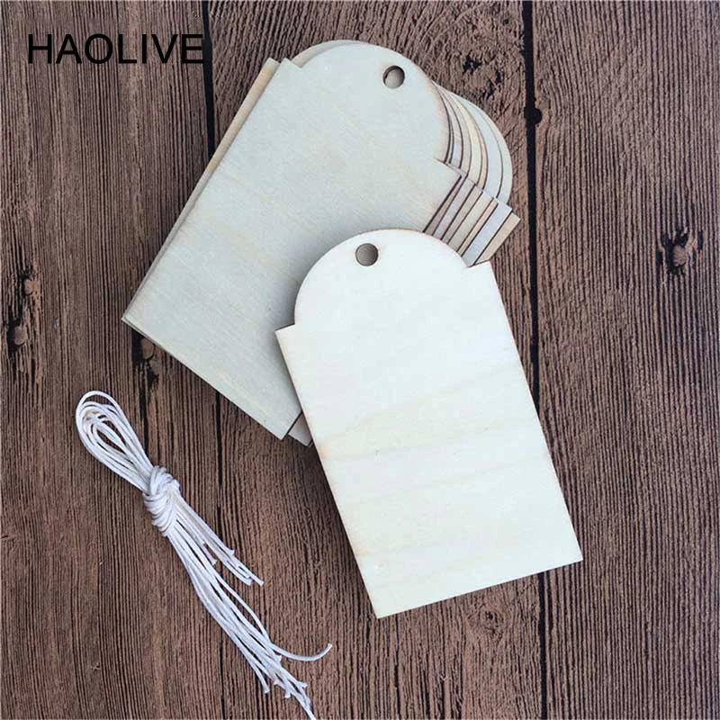 

HAOLIVE 10PCS Wooden DIY Sign Wish Tag Ornaments With Rope For Party DIY Decor Wedding Birthday Grinding Wood Party Decor