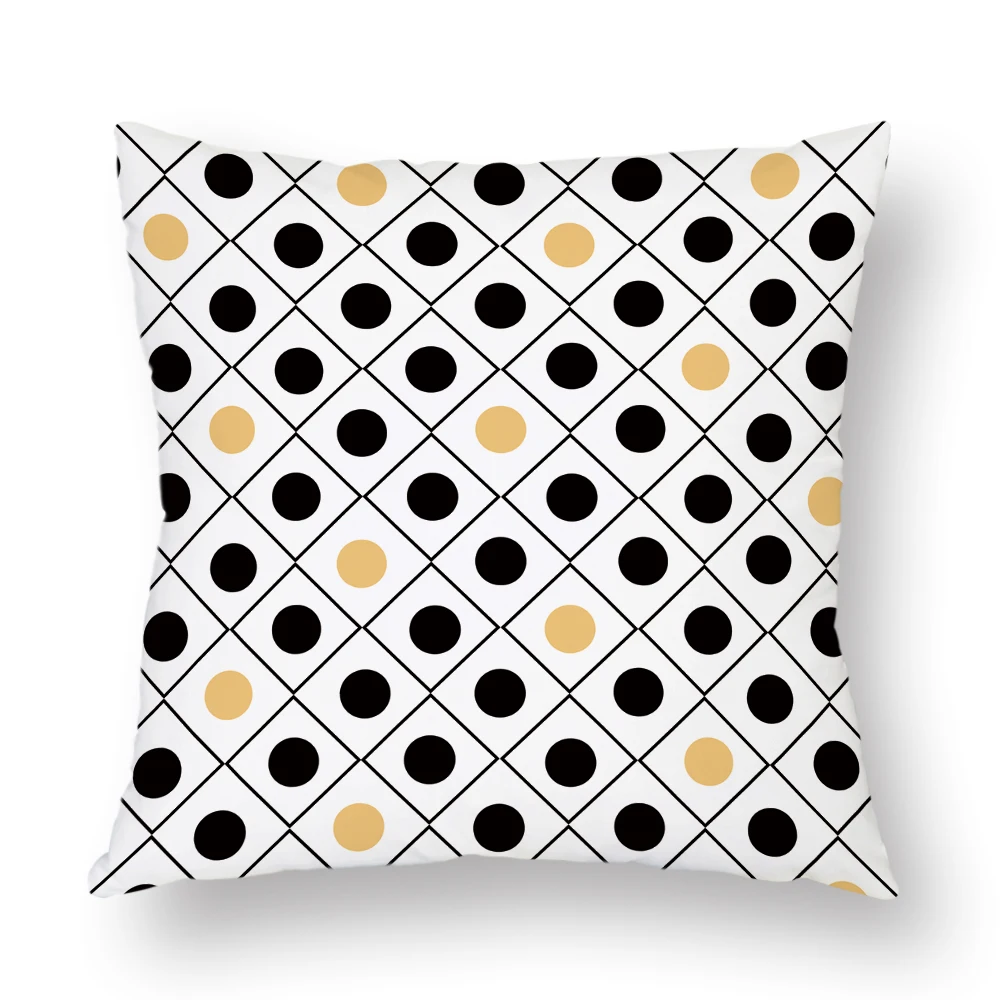 Marble Geometric Cushion Cover Deer Plaid Pattern Polyester Pillow Case Decorative for Living Room Sofa Bedroom Home Decor 45x45