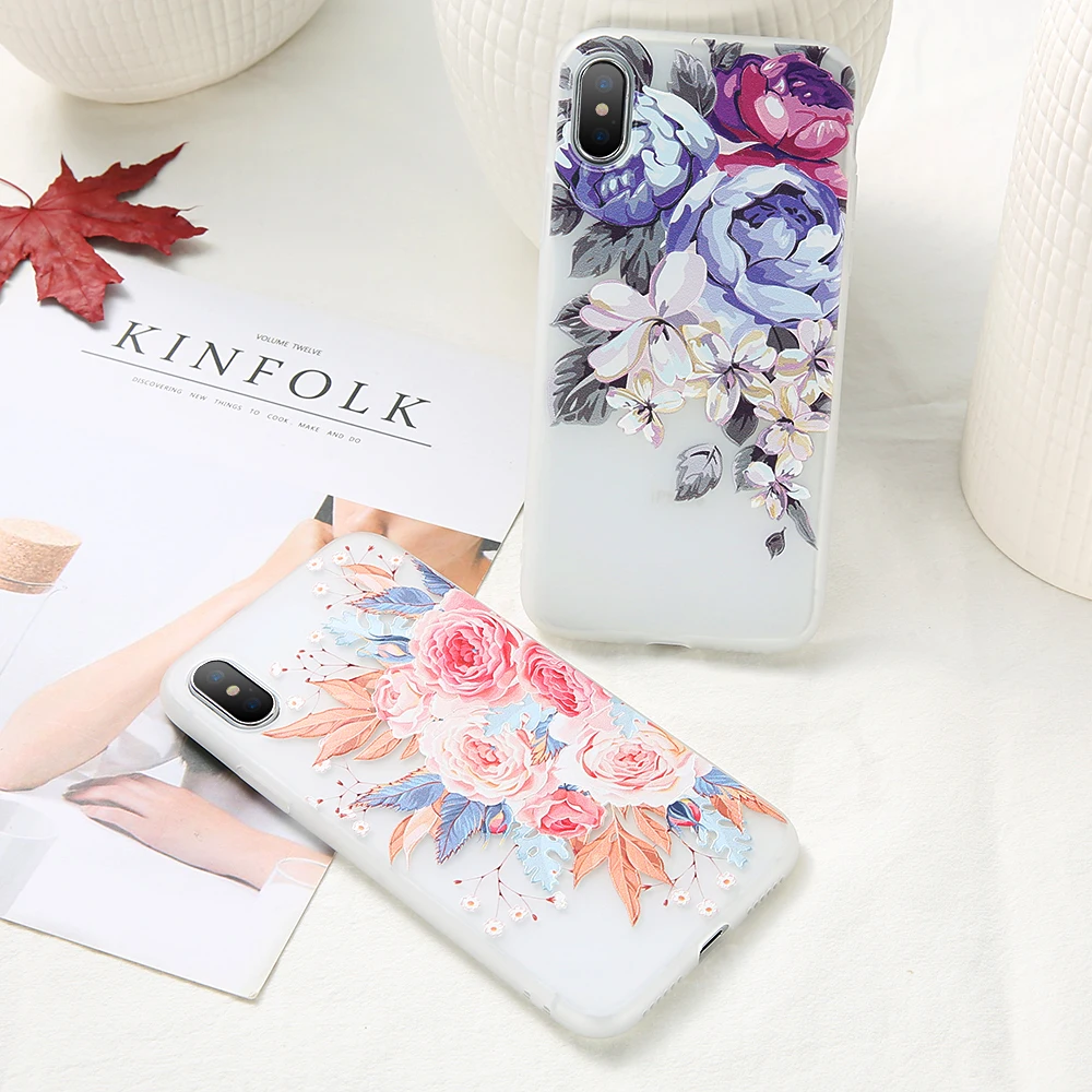 Роскошный чехол KISSCASE с объемным цветочным рисунком для Xiaomi Mi A1 A2 Lite Mix 2 2S Emboss Flower