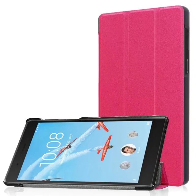 rose Тонкий складной из искусственной кожи чехол для lenovo Tab 4 7 TB-7504F TB-7504N TB-7504X Стенд Крышка для lenovo Tab4 7 дюймового планшета принципиально+ пленка+ ручка - Цвет: rose