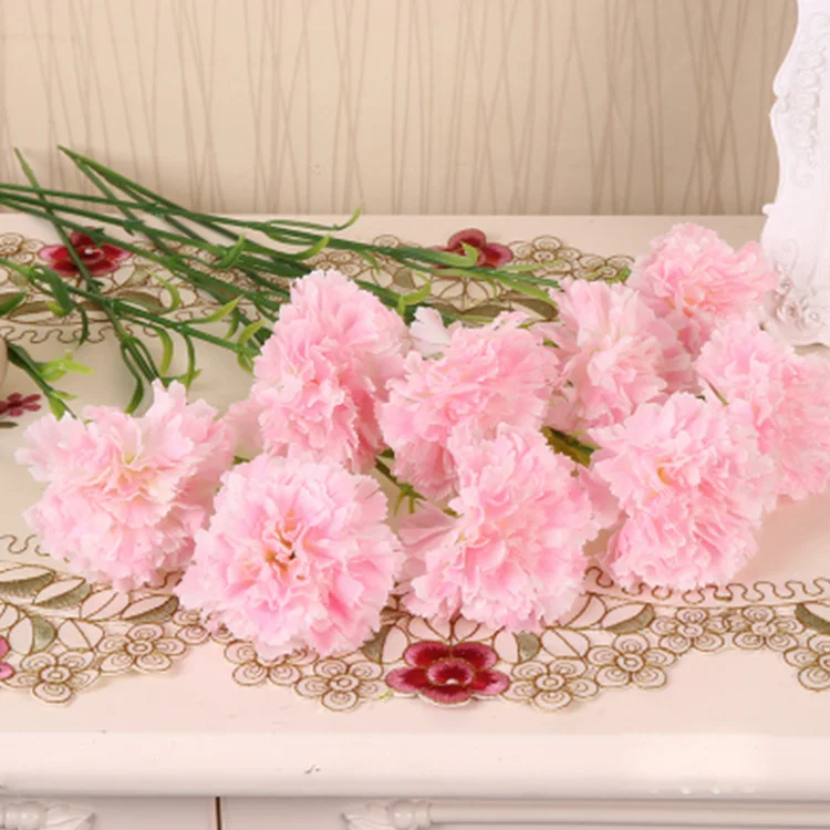 Pink CHENCHENG 1 шт. 53 см шелк искусственный цветок гвоздики поддельные цветы День благодарения Матери Подарок для домашнего декора - Цвет: Pink