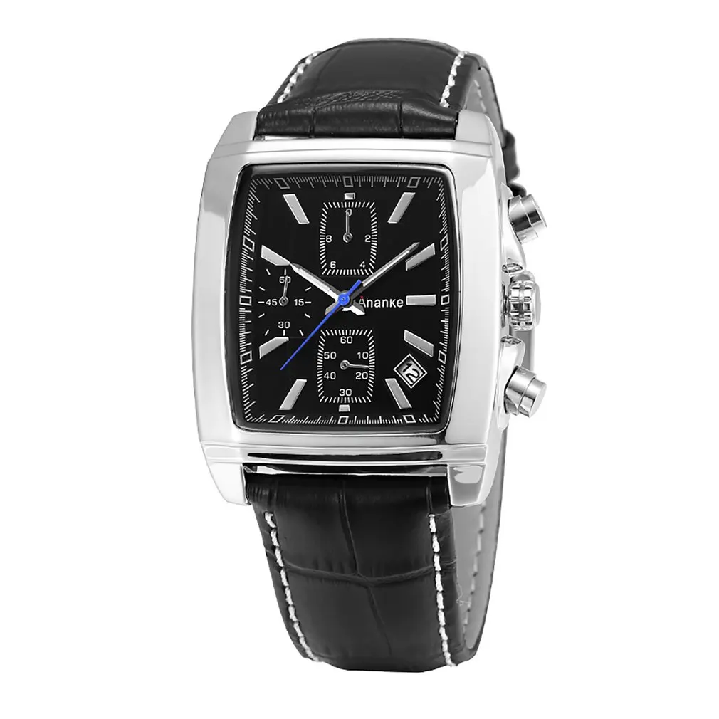 Ananke Для мужчин эксклюзивная кожаный ремешок Повседневное кварцевые часы