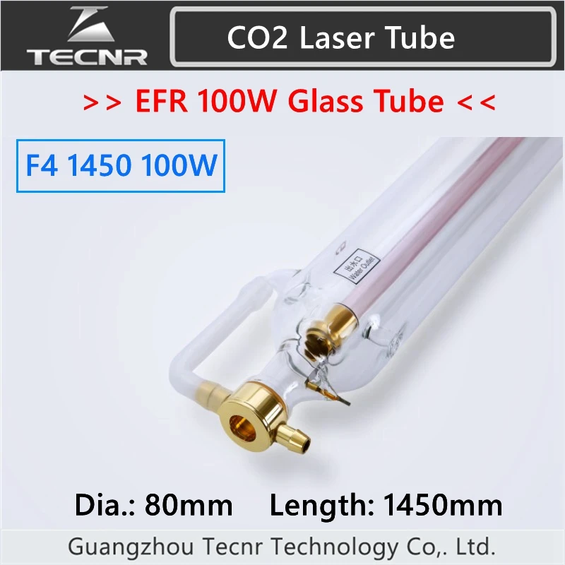 EFR F4 100 Вт CO2 стеклянная лазерная трубка 80 мм Диаметр 1450 длина для гравировальная