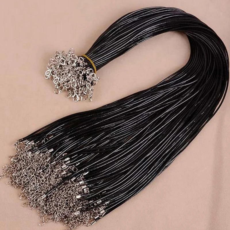 10 шт./лот черный кожаный шнур для ожерелий из воска 45 см удлинитель шнура цепь с