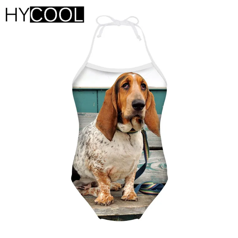 R2073BS HYCOOL/цельные костюмы детская одежда для купания с принтом таксы и собаки, купальный костюм для девочек, бикини, летний купальный костюм для детей возрастом от 3 до 8 лет - Цвет: R2073BS