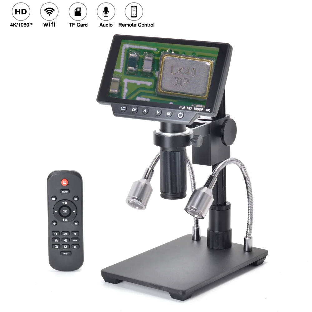 5 дюймовый экран HD USB цифровой промышленный микроскоп 6MP 4K 1080P 60FPS 150X C mount объектив с