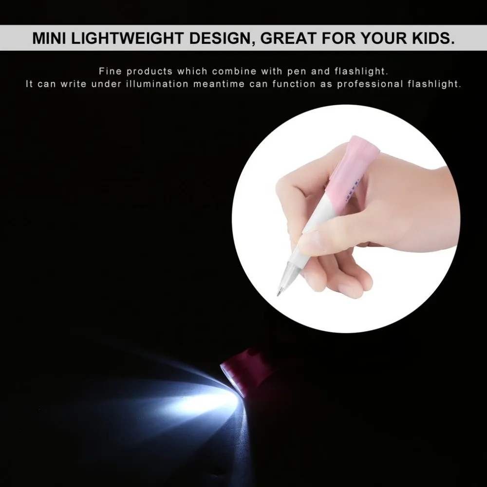 2 in 1 Emergency Flashlight Dual Use LED Pen Ball Point for Students Gift Pink/Green/Blue |