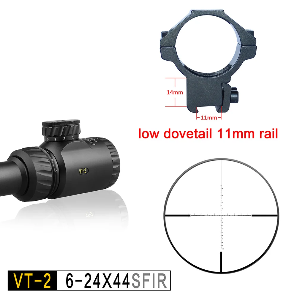 8low dovetail 11mm Discovery VT-2 6-24x44 SFIR Mil-dot оптический прицел с подсветкой - Цвет: 8low dovetail 11mm
