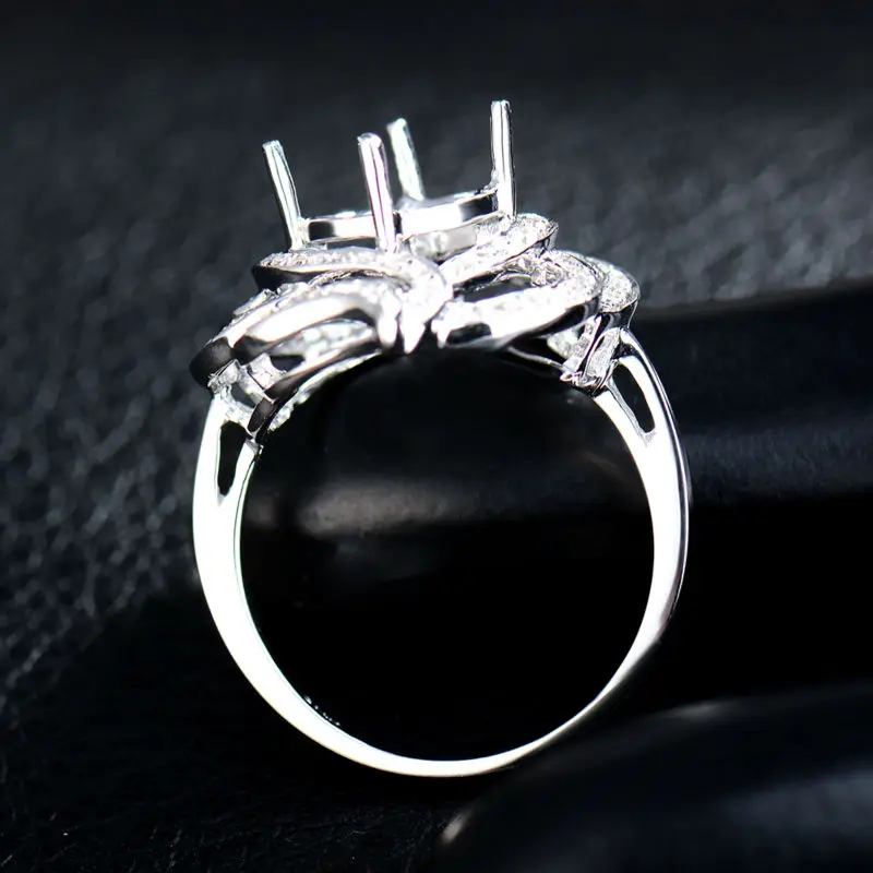 Кольцо с цветком 14 к белое золото натуральный диаметр обручальное круглое кольцо