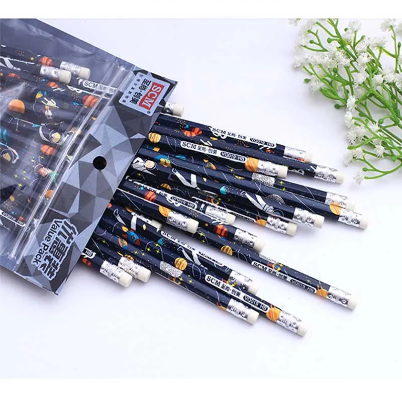 Красивый деревянный карандаш со звездами и ластиком 30 шт.|Простые карандаши| |