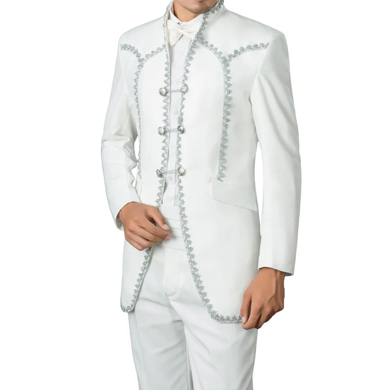 Custom groomsman white tuxedo groom lapel men's suit wedding / prom best 3 pieces (jacket + pants +Girdle) | Мужская одежда