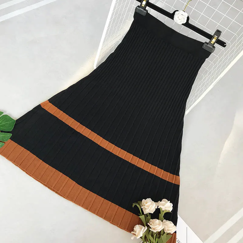 Новинка 2018 осенне-зимняя юбка модная длинная с высокой талией трапециевидного