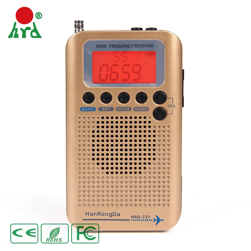 Портативный цифровой медиатор полный диапазон радио FM/MW/SW/AIR/CB/VHF World Band приемник встроенный динамик литиевая батарея HRD-737 - Цвет: HRD-737 Golden