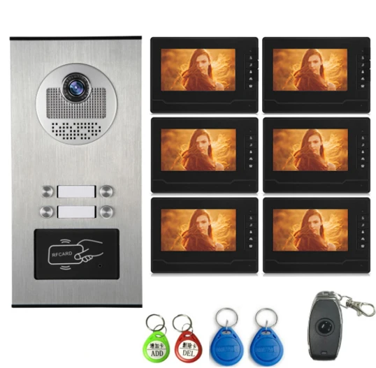 7-дюймовый ЖК-монитор дверного звонка жилой дом домофон с прямой кнопкой наружная