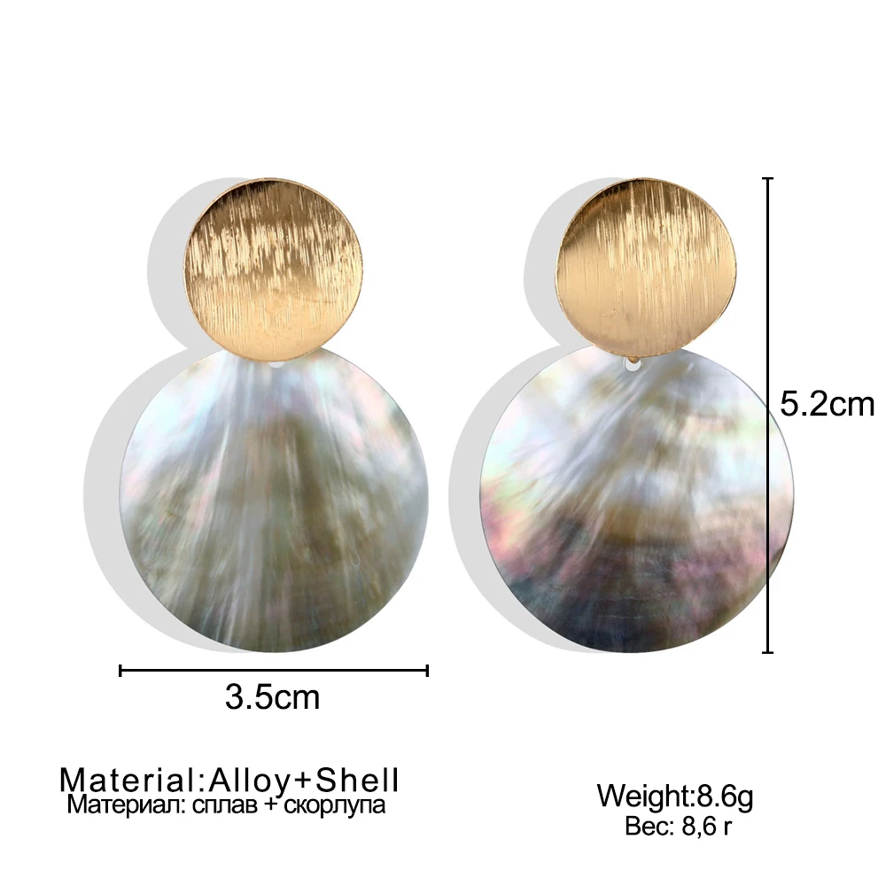 

Fashion Round Shell Drop Dangle Earrings Metal Geometric Earrings For Women Gilrs Ladies Statement Jewelry Jewelry A Direct Sale