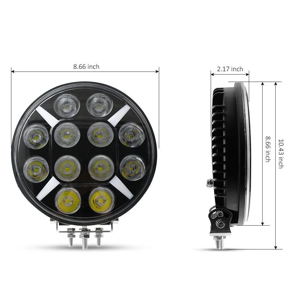 Krator 9inch 120W 8400LM White LED Work Light Round Spot Beam Fog Headlight 12v 24v Waterproof For Offroad SUV |