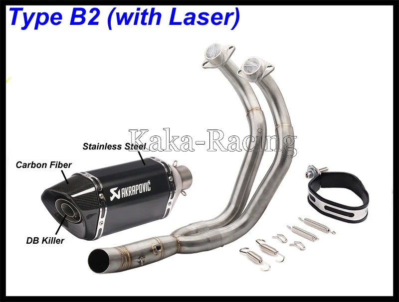 MT07 FZ07 углеволоконные akrapovic выхлопной глушитель мото полная система скольжения для Yamaha mt-07 FZ-07 Tracer- XSR700 - Цвет: Type B2 (laser)