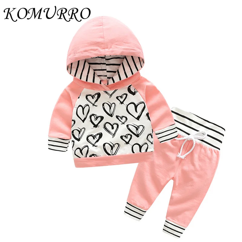 Для маленьких девочек одежда из 2 предметов милый Дети новорожденных для топы с