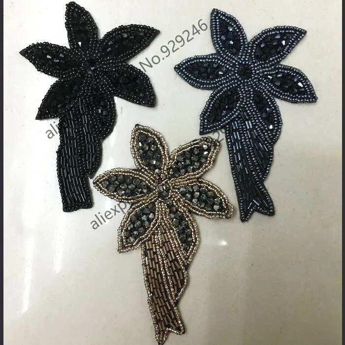 4 шт./лот модная аппликация из бусин в виде звезд и цветов черных античных