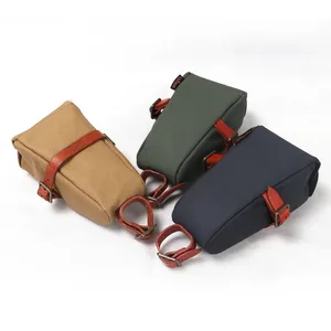 tourbon outdoor vintage bicycle saddle bag bike seat tail pouch phone key case waxed canvas water repellent cycling accessories free global shipping