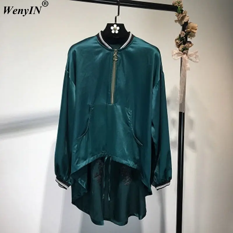 Wenyin/Новинка 2017 года Осенняя мода уличная Цветочные emboridery течет Курточка бомбер