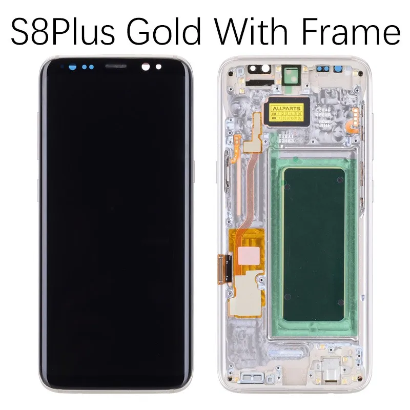 Gold Frame S8 Plus AMOLED Дисплей для SAMSUNG S8 S8 Plus LCD в сборе с тачскрином на рамке черный синий Серый Серебряный золотой - Цвет: Gold Frame S8 Plus