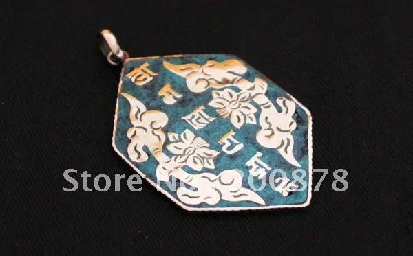 

Tibetan JewelryTBP175 Tibetan copper vintage lotus amulets pendantTibet six words mantras amulet50*35mm