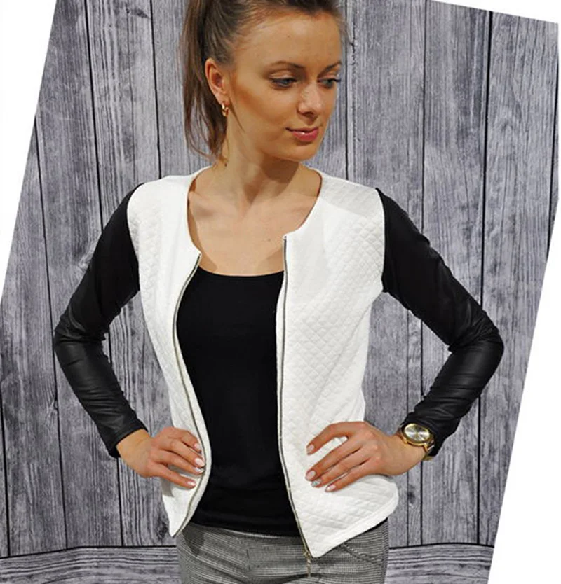Новинка Женская Повседневная облегающая блузка из искусственной кожи на молнии