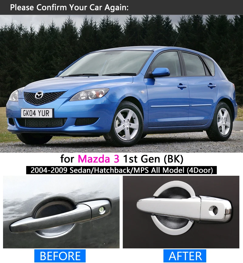 Хромированная накладка на ручку для Mazda 3 2004 2009 BK комплект отделки седана Люка MPS