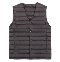 new man ultra light down vest spring autumn sleeveless v neck vest male casual winter collarless waistcoat