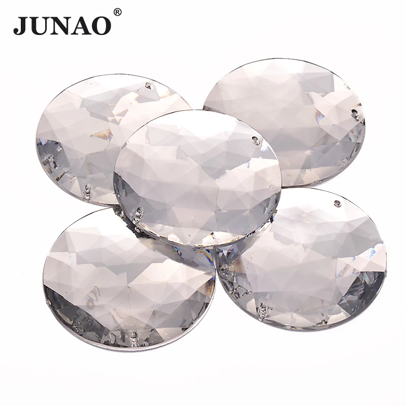 

JUNAO 52 мм Пришивные большие прозрачные белые стразы большие круглые акриловые драгоценные камни стразы искусственные камни для шитья