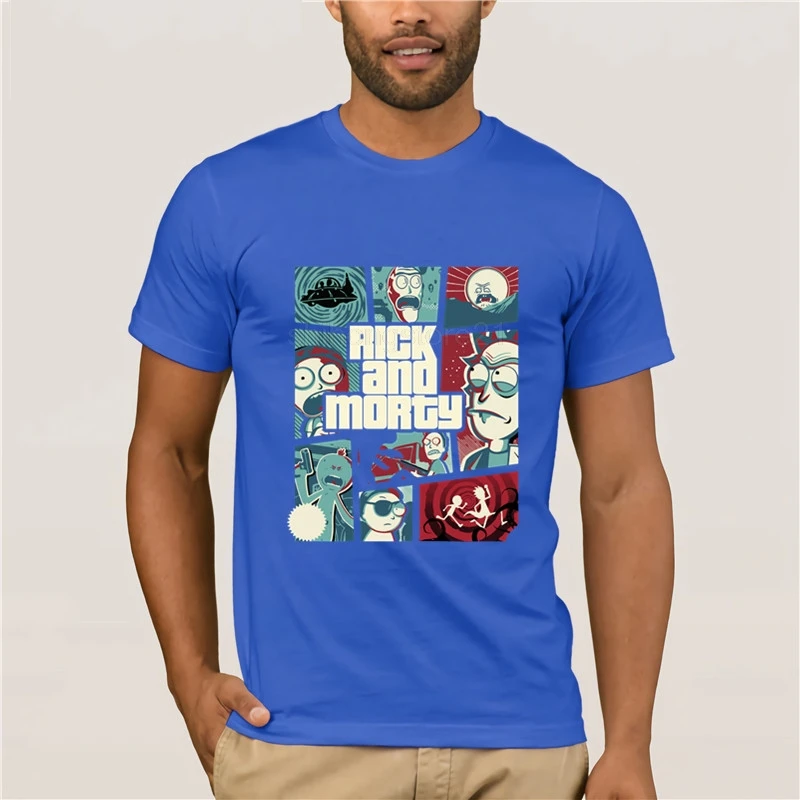 Футболка Rick and Morty GTA 5 стилей 100% хлопок большие размеры розовая футболка с