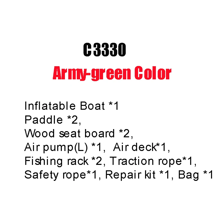 C3330-Army-green ПВХ надувная лодка износостойкая плот речная лодка Рыбацкая гребная лодка 0,7 мм/0,9 мм 4-6/5-7/6-8 человек с веслами и воздушным насосом - Цвет: C3330-Army-green