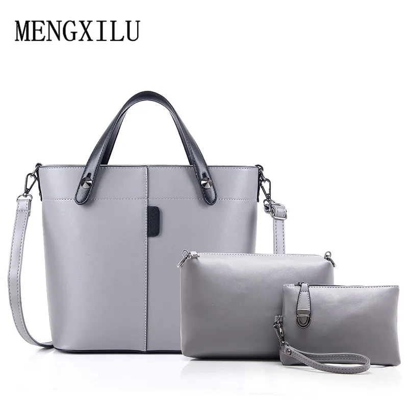 3 шт./компл. женская сумка из искусственной кожи сумка-тоут на молнии