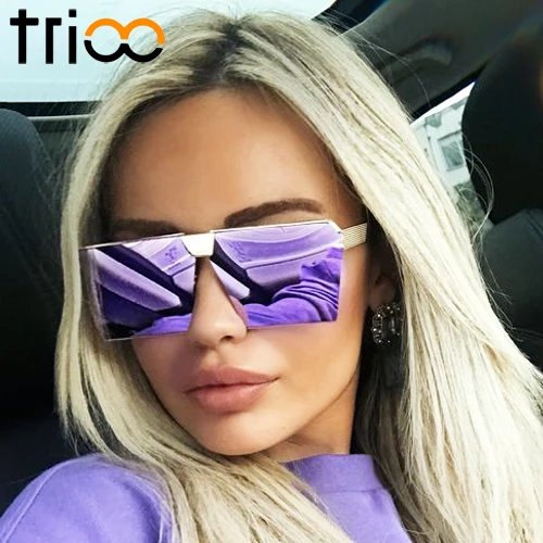Солнцезащитные очки TRIOO квадратные большие металлические высококачественные с