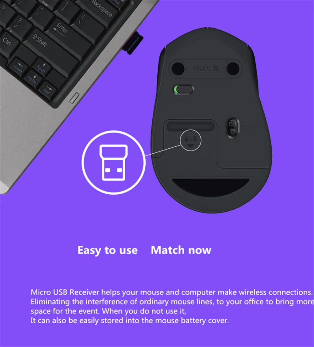 logitech M280 Беспроводная игровая мышь Поддержка мыши для офиса Тесты с USB нано-приемник 1000 точек/дюйм для Windows 10/8/7/vista и Mac OS