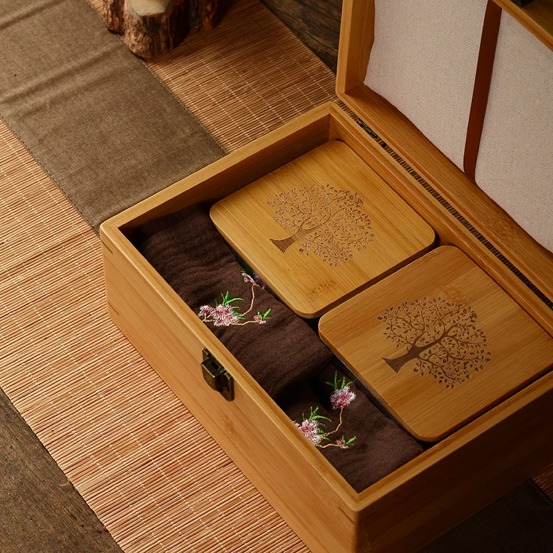 Пряжка подарочная шкатулка из бамбука подвижный косметический Органайзер