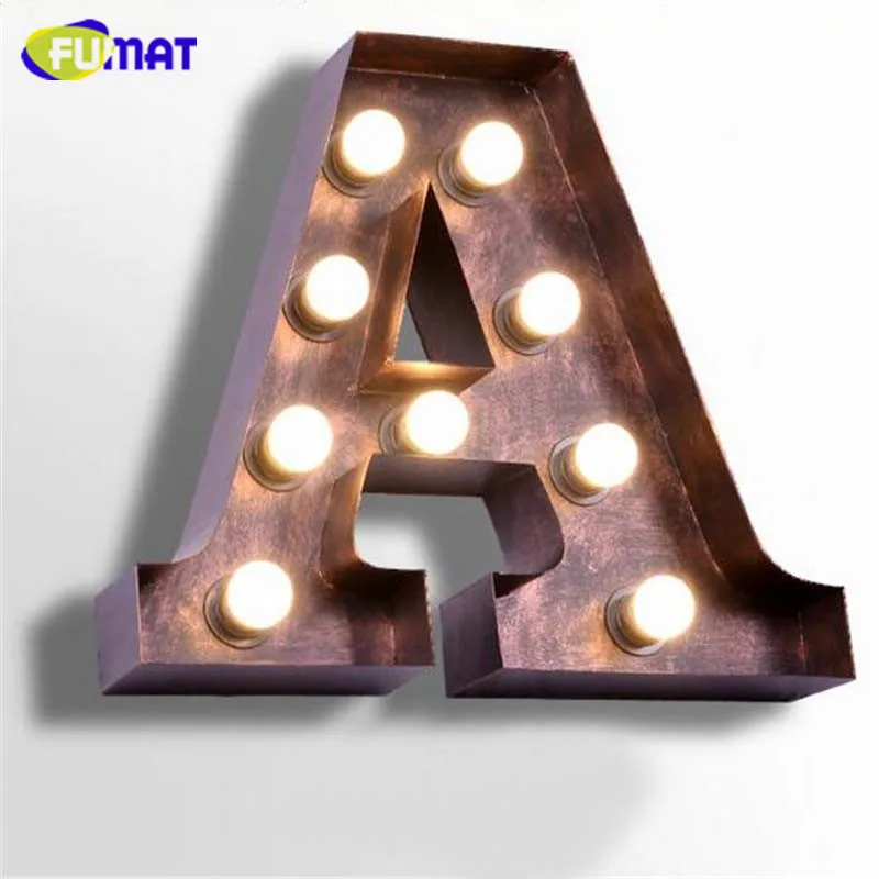 Фумат винтажные буквы лампы Лофт промышленный логотип Настенный бра Железный