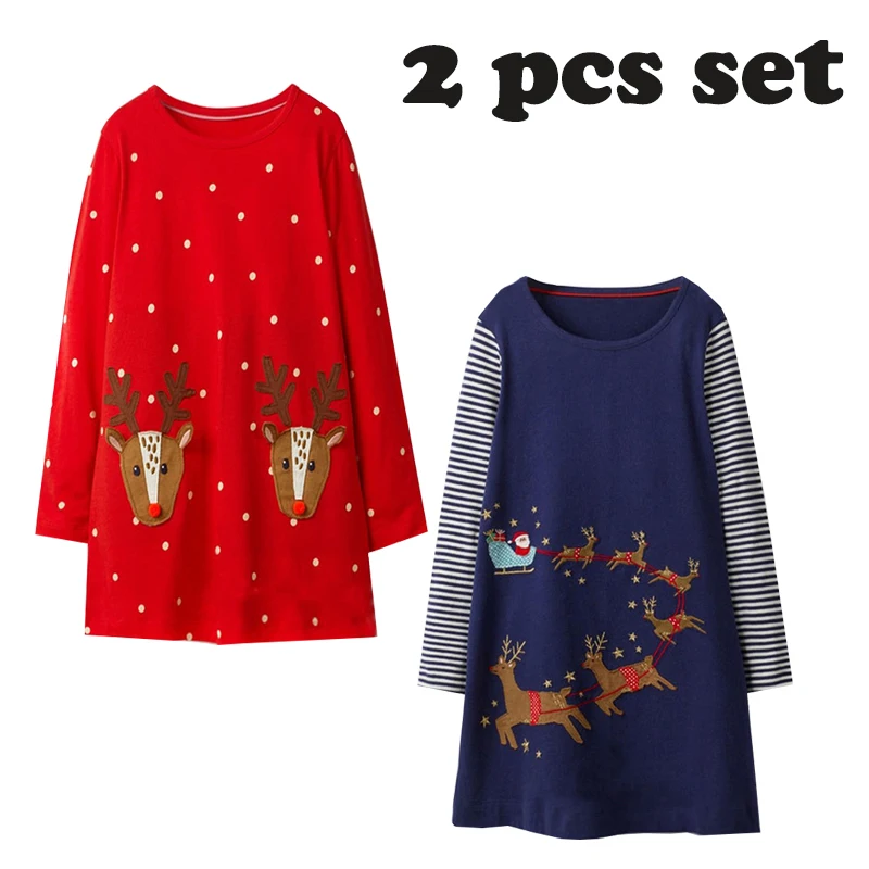 Jumping meters Appliques Toddler Girls dresses baby cotton clothing Christmas Gift autumn Children long sleeve kid dress | Детская