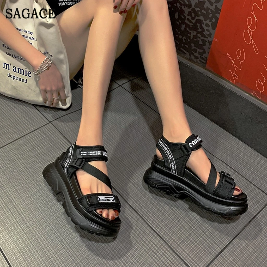 SAGACE сезон лето женские нейтральные сандалии на плоской подошве с открытым носком