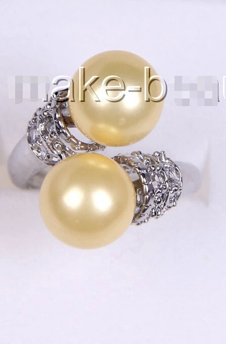 Доставка&gt&gt&gt&gt потрясающий большой 10 мм круглый золотой south sea shell pearl ring h2222 5.25 |