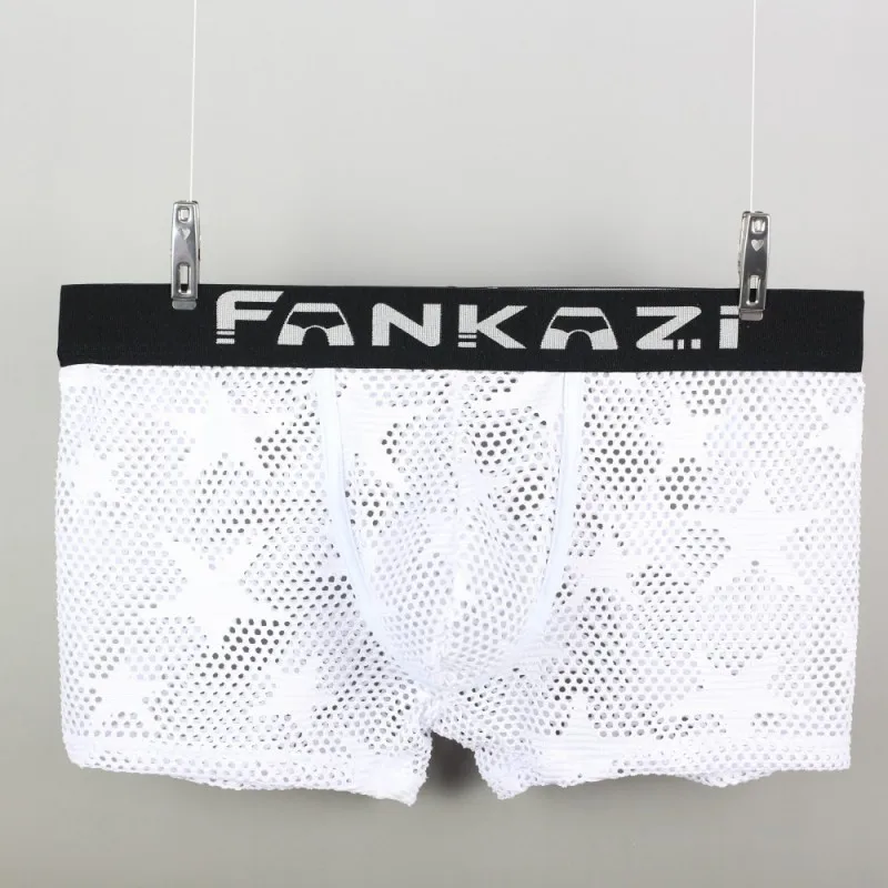 Мужское нижнее белье забавные дышащие сетчатые шорты боксеры со звездами